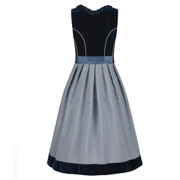 Dirndl Rosalie in Blau mit Froschgoscherl- Freisteller Frontansicht- mieten bei Dresscoded