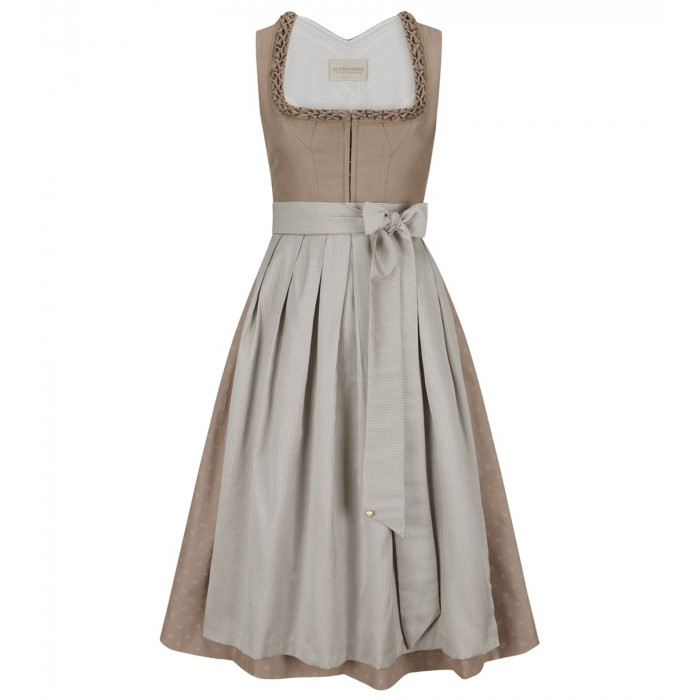 Freisteller- Alpenherz Dirndl Ina mit Froschgoscherl in Taupe.