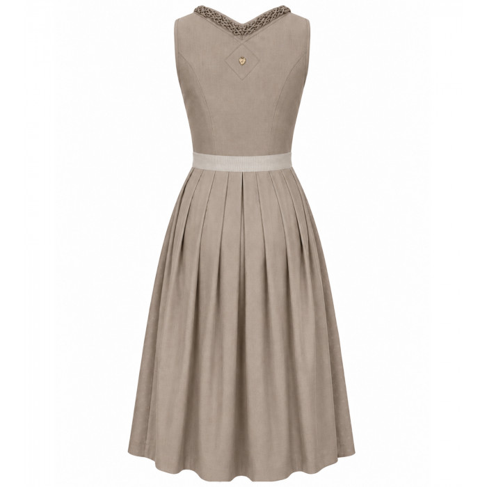 Freisteller- Alpenherz Dirndl Ina mit Froschgoscherl in Taupe.
