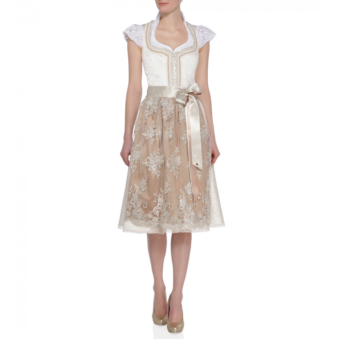 Hochzeitsdirndl Mary in Weiß/Gold