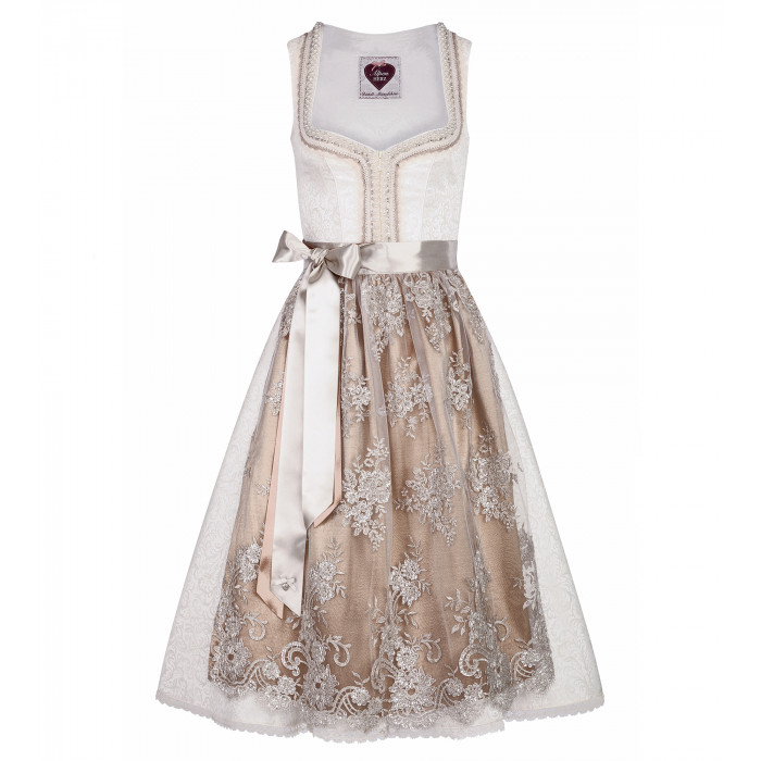 Hochzeitsdirndl Mary in Weiß/Gold