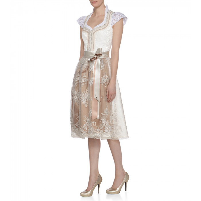 Hochzeitsdirndl Mary in Weiß/Gold