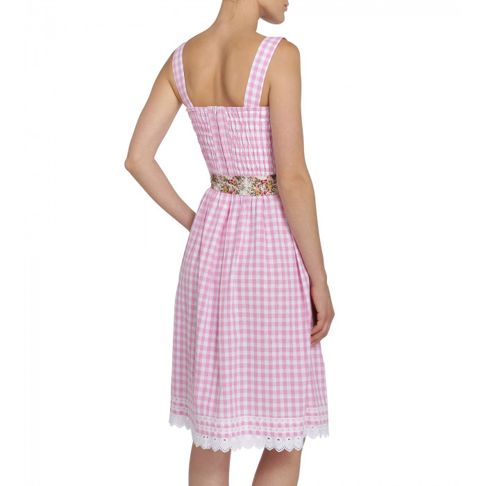 Rosa/Weiß kariertes Dirndl mit Blumenschürze