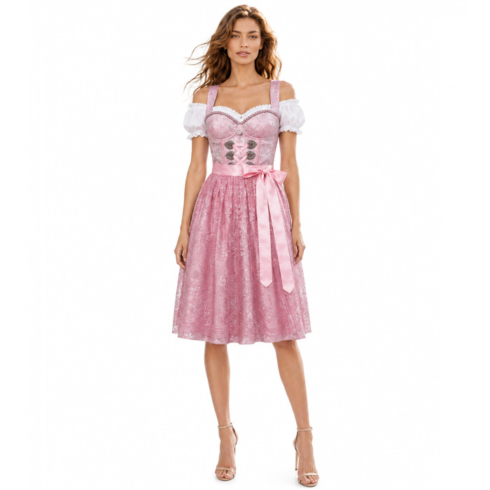 Freisteller- Glamourdirndl in Rosé von Ena.