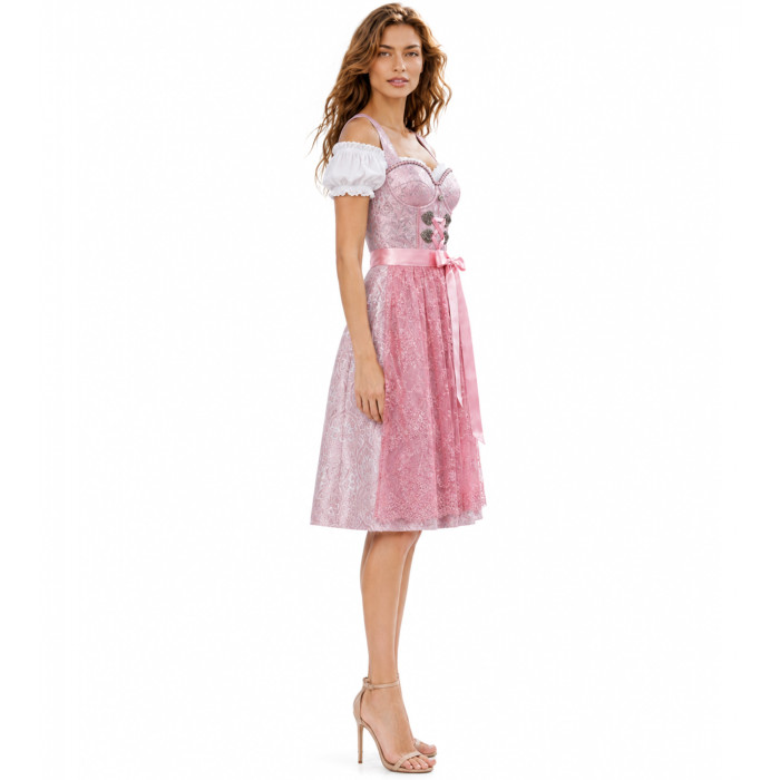 Freisteller- Glamourdirndl in Rosé von Ena.