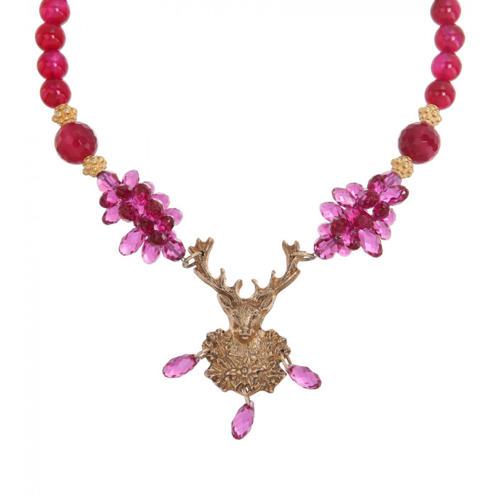 Pinke Wiesnkette mit Hirschanhänger