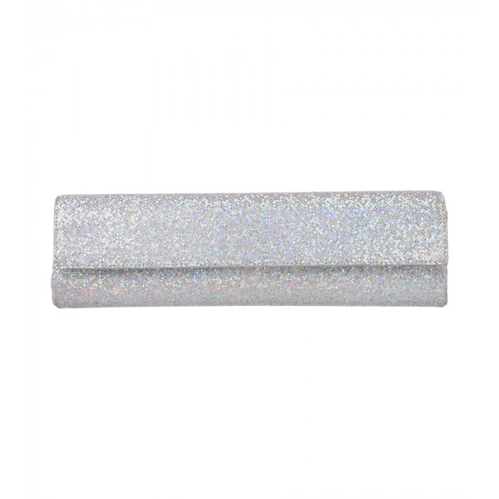 Schmale Glitzer-Clutch in Silber