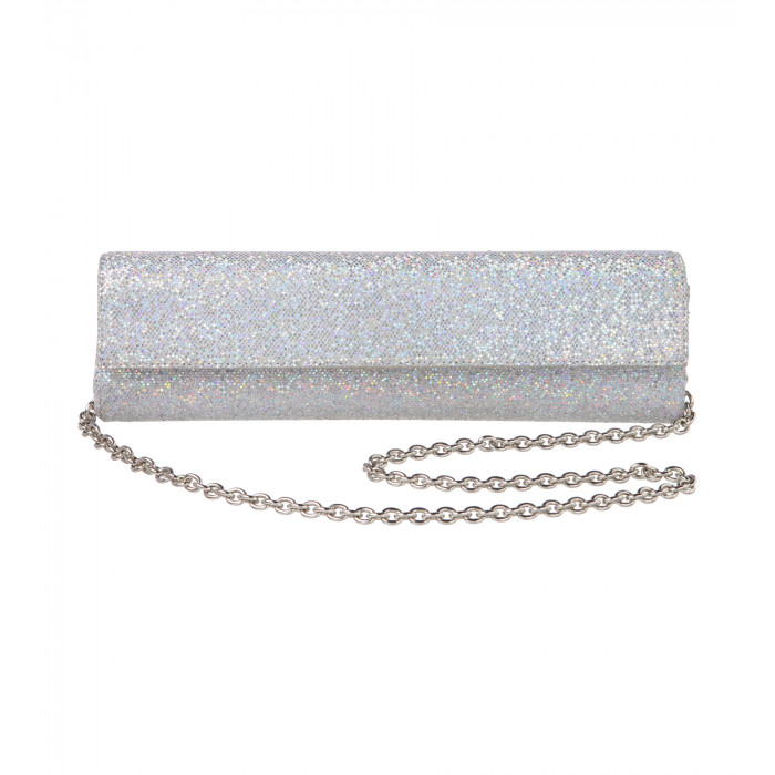 Schmale Glitzer-Clutch in Silber