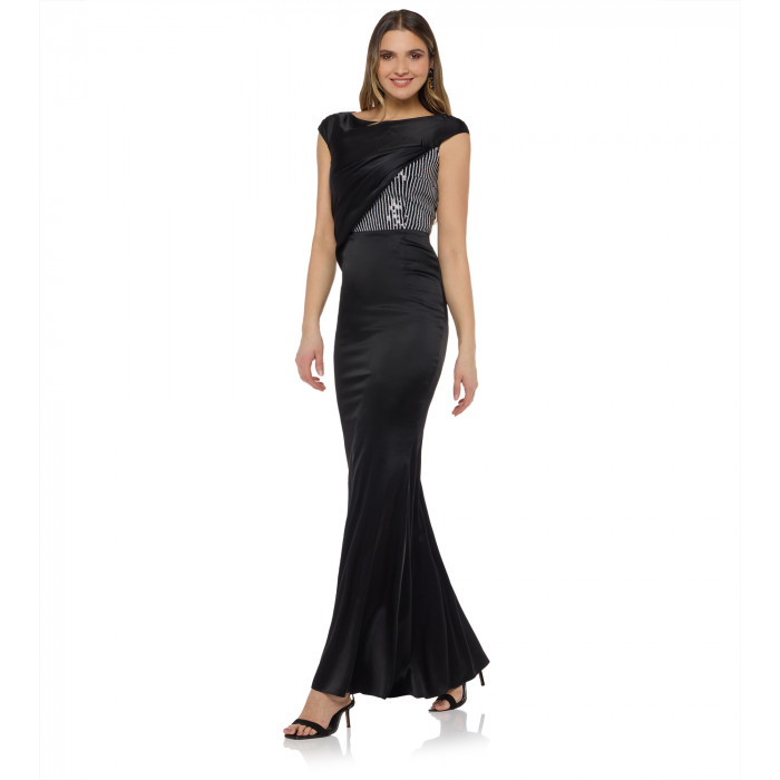 Abendrobe mit Pailletten in Schwarz/Weiss
