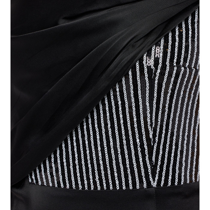 Abendrobe mit Pailletten in Schwarz/Weiss