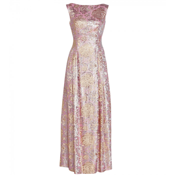 Robe in Rosé mit Gold/Silbernem Blumendekor