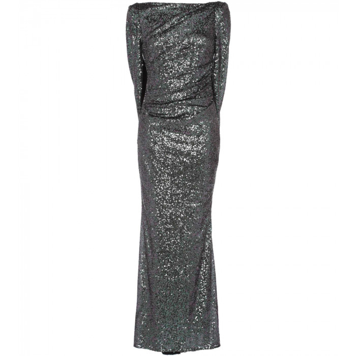 Paillettenkleid in Gruen/Silber mit Cape