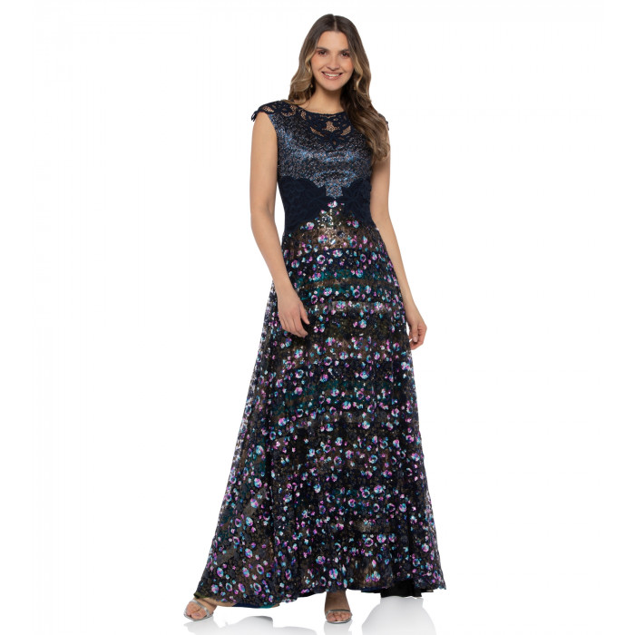 Abendkleid mit Blumenbestickung