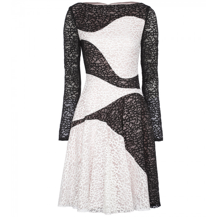 Cocktailkleid aus Spitze in Schwarz-Weiss