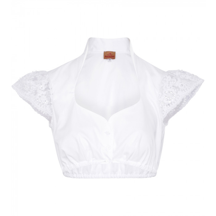 Bluse mit Ärmel aus Spitze in Weiss