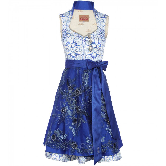 Dirndl in Royalblau mit Ornamenten