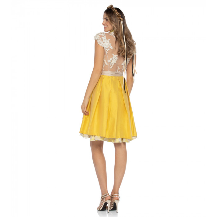 Dirndl mit Spitzenrücken in Gelb