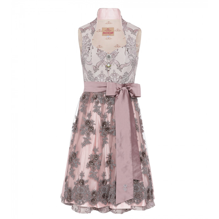 Brokat-Dirndl in Rosé