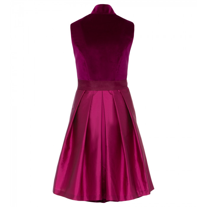 Samtdirndl mit Stehkragen in edlem Fuchsia