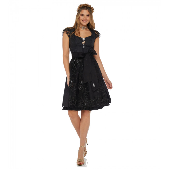 Schwarzes Dirndl mit transparentem Rücken aus Spitze