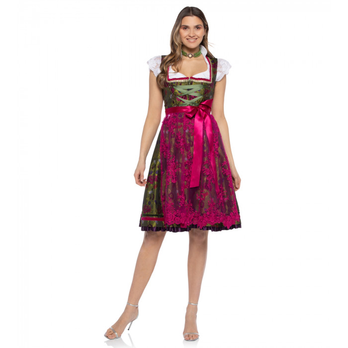Grünes Dirndl mit zartem Blütendruck
