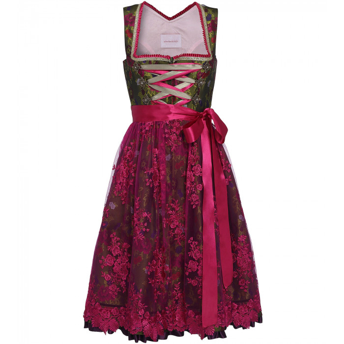Grünes Dirndl mit zartem Blütendruck
