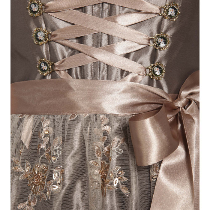 Dirndl in Gold/Nude mit Spitzenschürze
