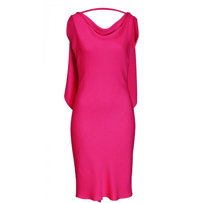 Seidenminikleid mit Volants in Pink