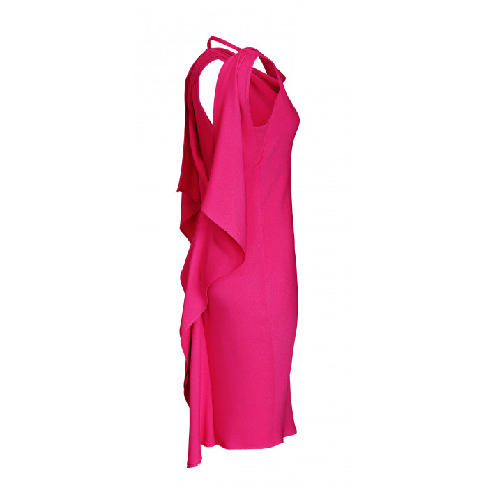 Seidenminikleid mit Volants in Pink