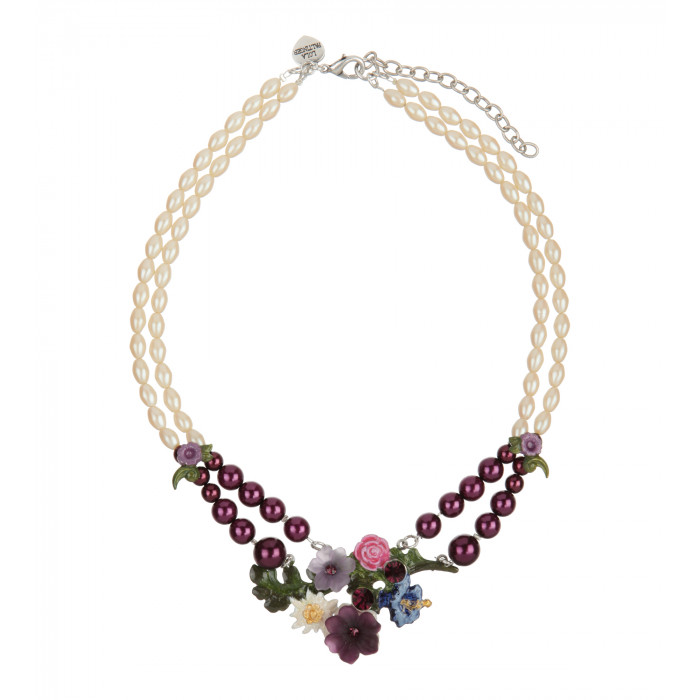 Trendiges Blumencollier in Lila
