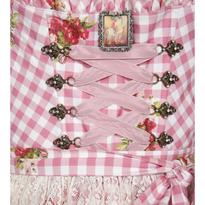 Karodirndl in Rosé mit Spitzenschürze