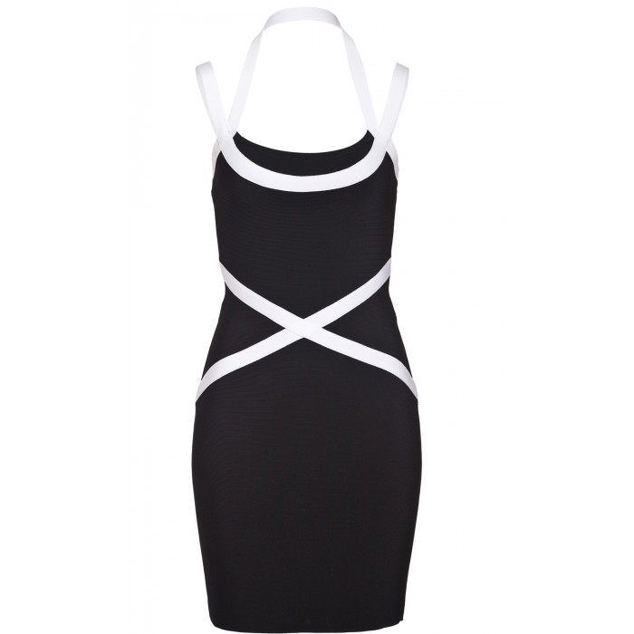 Stretch-Minikleid in schwarz/weiss