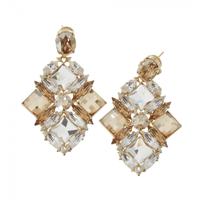 Kristall-Ohrringe in Silber/Gold