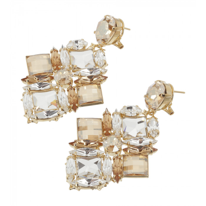 Kristall-Ohrringe in Silber/Gold