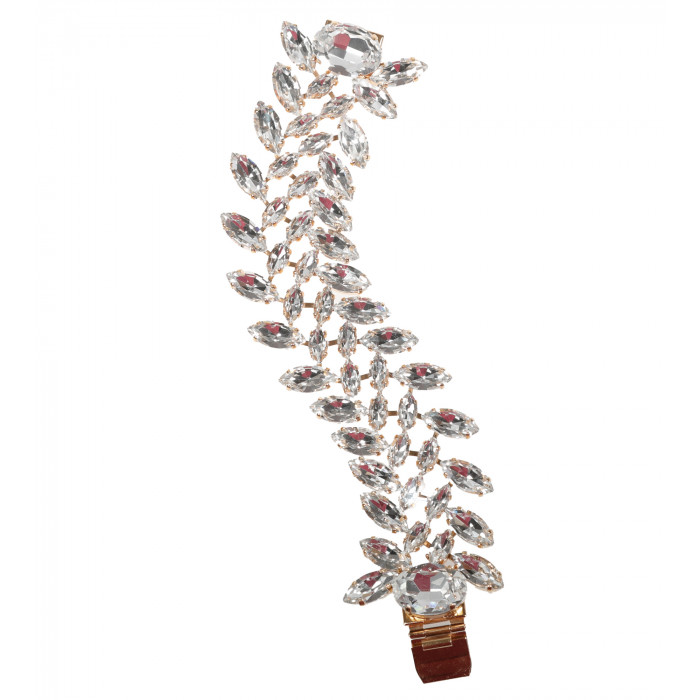 Statement Armband von Philippe Ferrandis mit transparenten Baguette-Steinen-Vorderansicht