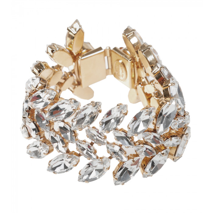 Statement Armband von Philippe Ferrandis mit transparenten Baguette-Steinen-Vorderansicht