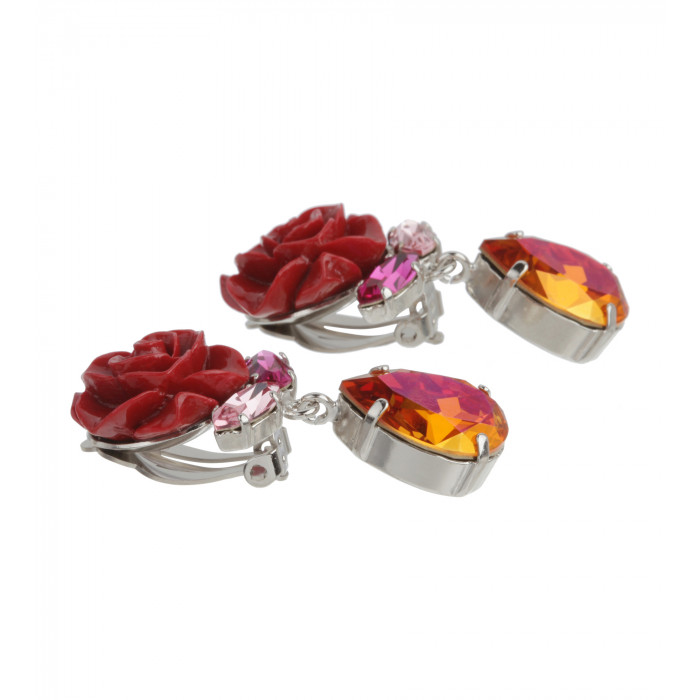 Rosenohrstecker in Rot mit Swarovski Kristallen