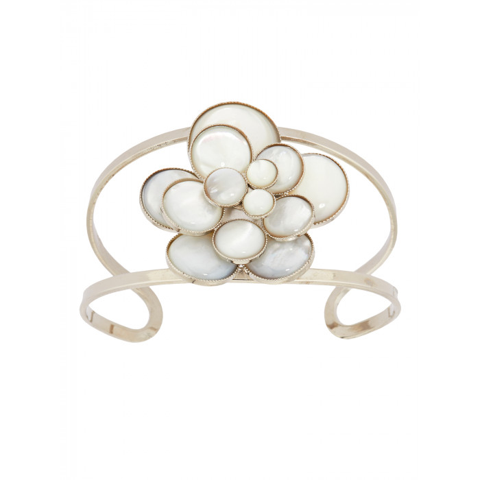 Armspange in Gold mit Blume in Perlmutt