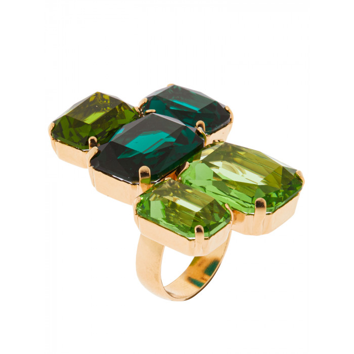 Ring mit Baguette-Steinen in Gruen