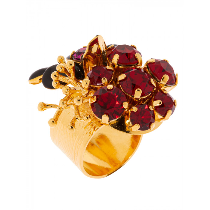 Ring mit Blüten in Schwarz und Rot