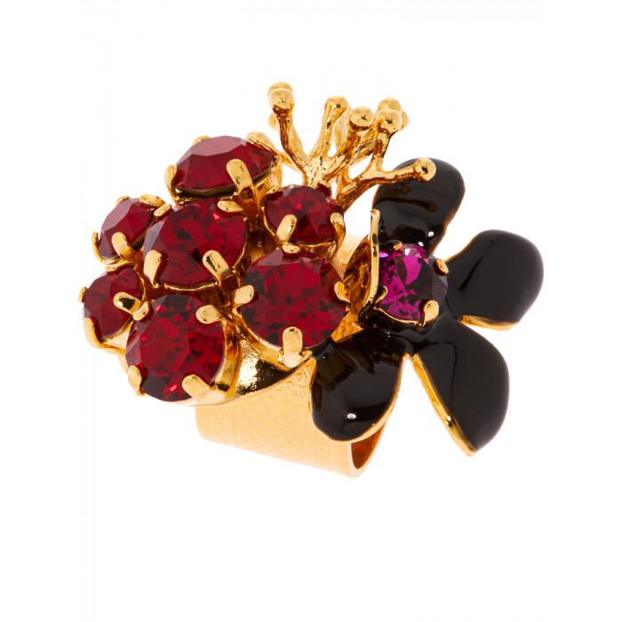 Ring mit Blüten in Schwarz und Rot