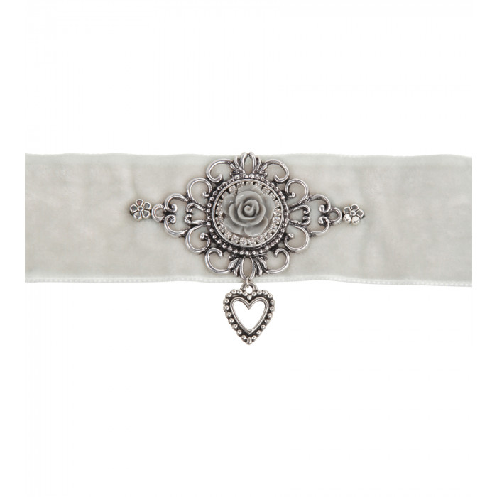 Kropfband in Grau mit Rose