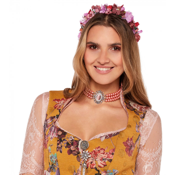 Perlenkette in Pink mit Stein