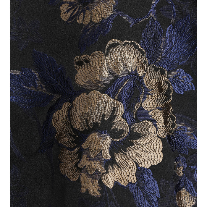 Brokatkleid mit Blumenprint in Blau
