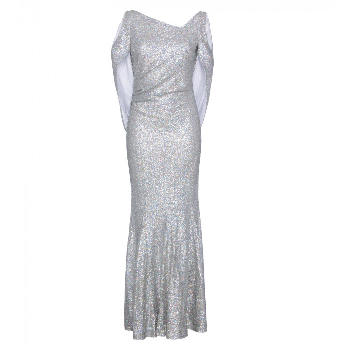 Paillettenkleid mit Cut-Outs in Holo-Silber