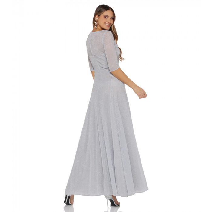 Abendkleid mit ausgestelltem Rock in Silber