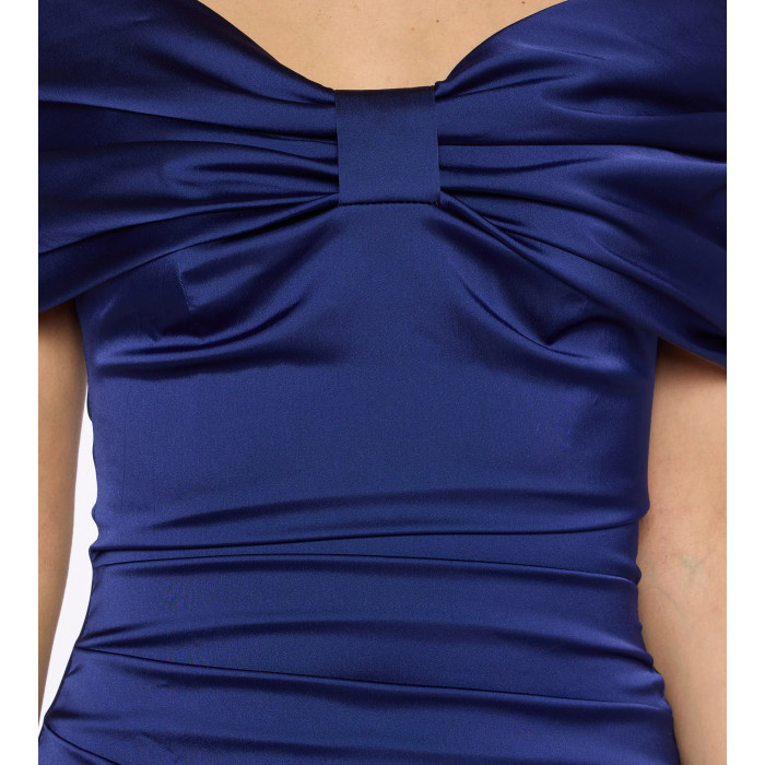 Off-Shoulderdress mit Schleife in Dunkelblau