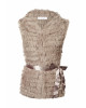 Fellweste mit Satinband in Beige