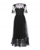 Edles Spitzen-Abendkleid in schwarz mit Bestickung