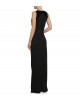 Schulterfreies Abendkleid mit Samteinsätzen